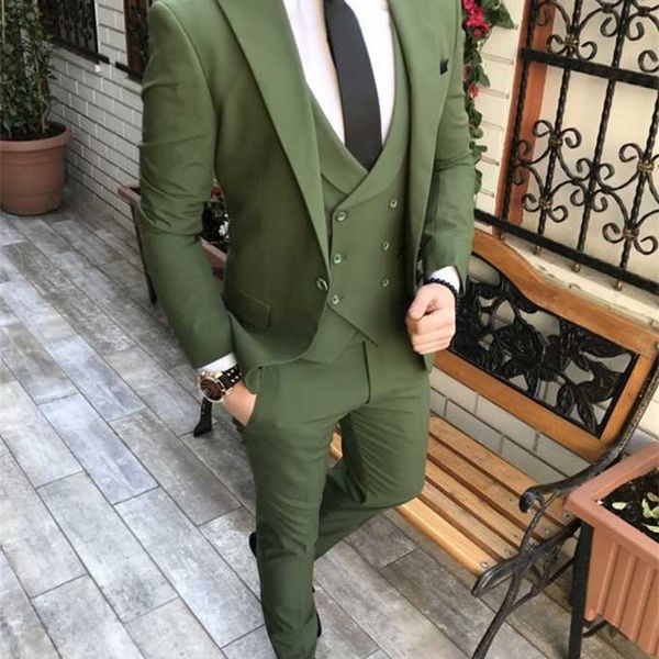 Ternos masculinos Blazers personalizados Made Men Suits Tuxedos Green Green Notch Lapel Groomsmen Wedding Man 3 Pieces JacketPantsvesttie 220909