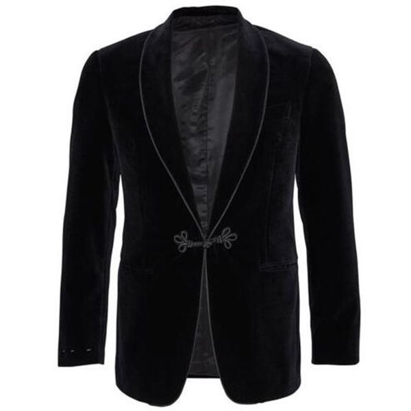 Ternos masculinos Blazers Black Velvet mais recente jaquetas fumantes Shawl lapela Tuxedos formal