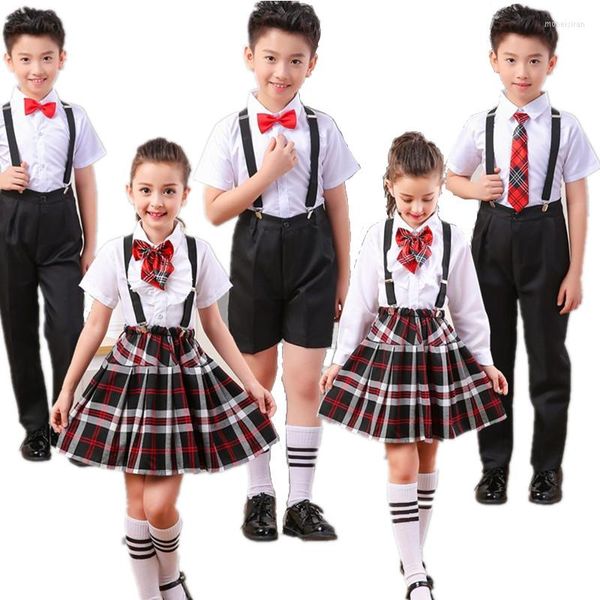 Set di abbigliamento Ragazzo Ragazza Scolari Uniforme Bambini Primavera ed estate Costumi di poesia Gonna scolastica per spettacoli