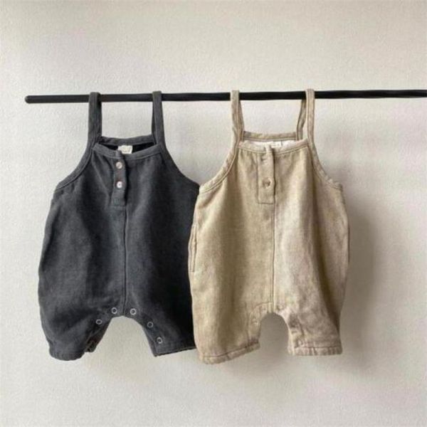 Macacão Autumn Winter Fashion Toddler Clothing Boys Casual Strap Girls Infant Girls All-Match Color Solid Cute Baby Macicles 220909