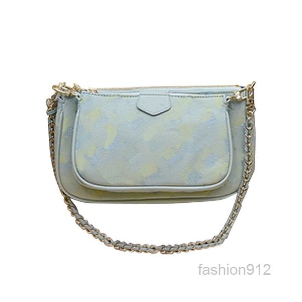 Zincir omuz çantası kadın tasarımcı çanta gökkuşağı renk çapraz çantalar çanta çanta çoklu pochette klasik tip