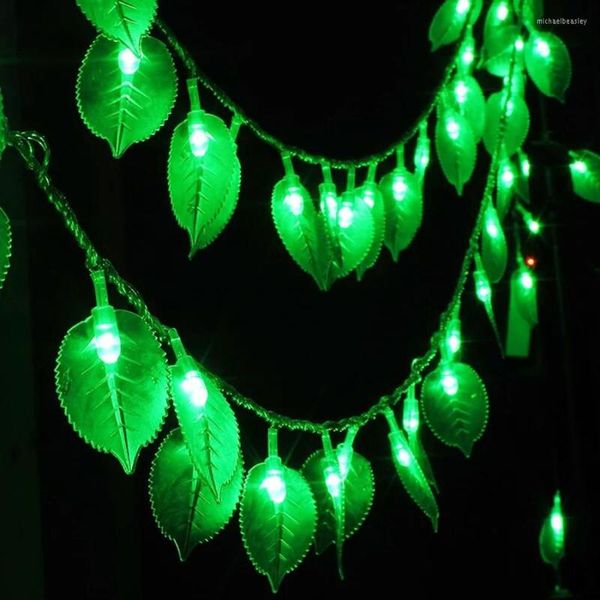 Strings 10M 100 LED Green Leaf String Light Lamp 220V Christmas Garden Holiday Festival Party Event Decorazione Ghirlanda di luci