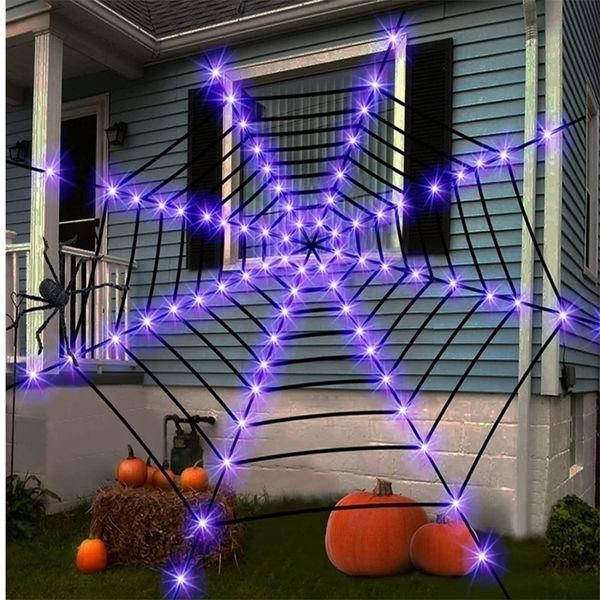 Decoração de festa 36m Giant Halloween S Spider Web Lights para casa de jardim fora do ar livre Housed House 220908