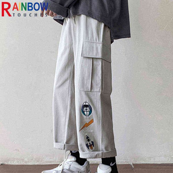 Calças masculinas RainbowTouches Fashion Classic NOVA Brand Men's Pants High Street Troushers Loose de estilo casual direto Cartoon geral pernas largas T220909