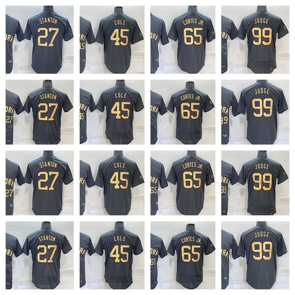 Maglia da baseball All-Star 2022 27 Giancarlo Stanton 45 Gerrit Cole 99 Aaron Judge 65 Maglie cucite Nestor Cortes