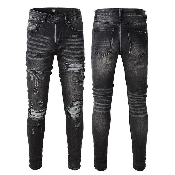 Jeans per uomo Designer Skinny Biker Nero Bianco Long Rip Mens Motorcycle Zipper Hip Hop Distress Cargo Denim Youth Slim Fit Straight Dis