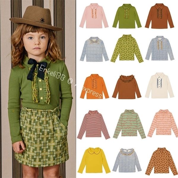 Pullover EnkeliBB 22AW T-shirt per bambini e ragazzi firmata T-shirt a maniche lunghe in cotone realizzata vintage Top bel colore per bambini vestiti di marca tee 220909