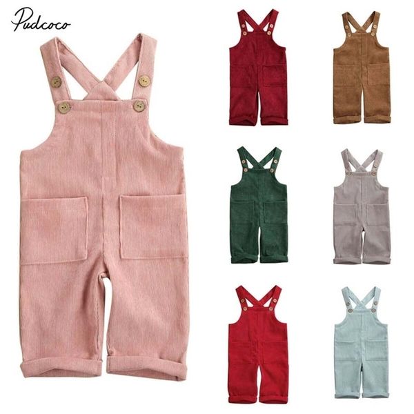 Overalls Marke 0-5Y geboren Kinder Baby Mädchen Junge Trägerhose Träger Strampler Solide Taschen Knopf Overalls Cord Outfit Kinderkleidung 220909