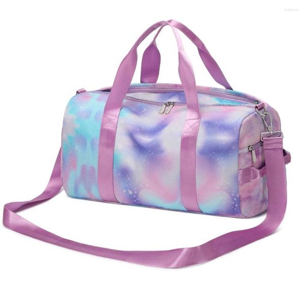 Bolsas ao ar livre Kids Duffle Bag para meninas adolescentes ginástica ginástica compartimento de sapatos de dança molhado pocket weekender durante a noite esportes