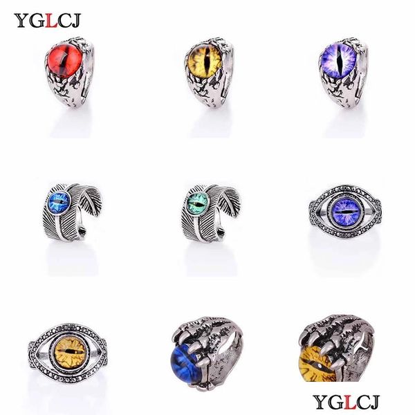 Bandringe Damen Beautif Herren Vintage Ancient Evil Eye Ring Mode Teufel Augapfel Halloween Party Requisiten Damen Colorf Schmuck Drop D Dh0Oe