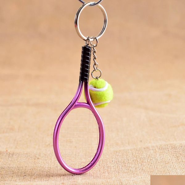 Schlüsselanhänger Nette Sport Mini Tennisschläger Anhänger Schlüsselbund Schlüsselanhänger Schlüsselanhänger Ring Finder Holer Zubehör Geschenke für Teenager Fan Drop Dhhpw