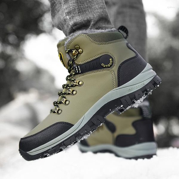 Stivali invernali da uomo Nice Waterproof Plush Snow Outdoor Man Shoes Safety Boot PU Leather Work Hiking Origin Chic Design
