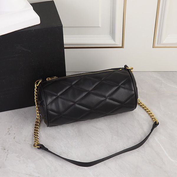 Luxurys Designers Bowler Barrel Bag Kadınlar Yeni Zincir Crossbody Çantalar Altın Mektup Mektup Mektup Omuz Çantası Elmas Kafes Çantası Hobos