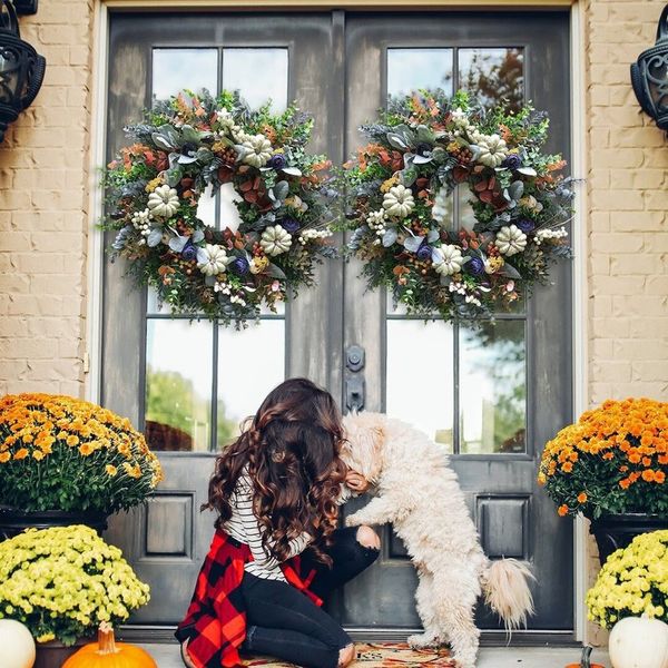 Decorações de Natal VENDA DE AUTONO AUTUMA MADO ABRILHANTE WHITE Pumpkin Wrinal