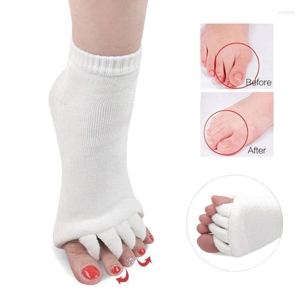 Frauen Socken Strumpfwaren 1 paar Fünf Zehen Finger Separator Fuß Ausrichtung Schmerzen Relief Massage Für Frau Hosenträger Unterstützt Hohe qualität Socken