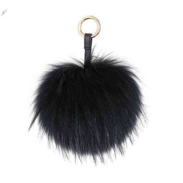 Portachiavi Fluffy Real Fur Ball Portachiavi Puff Portachiavi Craft Fai da te Pompon Pom nero Portachiavi Uk Charm Donna Borsa Charm Accessori Regalo T220909