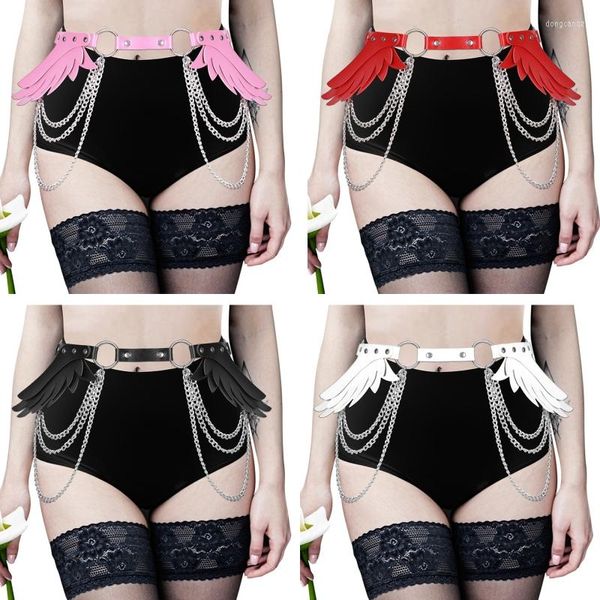 Cinture Punk Catena in vita Gotico per le donne Ali Decor Cintura per il corpo Catene regolabili Gioielli per feste da ballo di Halloween