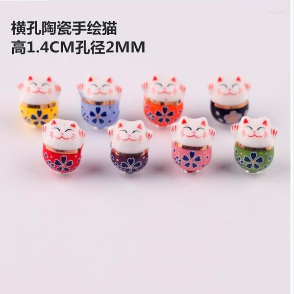 Charms 5pcs/conjunto 1,4cm Hole cruzado porcelana Fortune neko cate bracelets material diy material