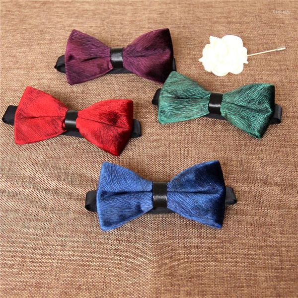 Papillon di lusso in velluto rosso da annodare grigio per uomo blu papillon da uomo da sposa con strass verde sposo papillon nero B007