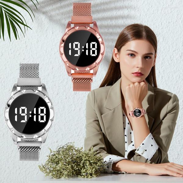 Orologi da polso Montre Dame 2022 Casual Round LED Touch Screen Ladies And Girls Fashion Trend Orologio elettronico Magnetite Orologio