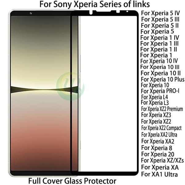 Защитник экрана Полная крышка заполненное стекло шелк, напечатанный для Sony Xperia 20 10 8 5 IV III II Xperia 10 плюс L3 L4 Pro-I XZ Premium XZ1 XZ2 XZ3 Компактный XA 1 2 Ultra Pro