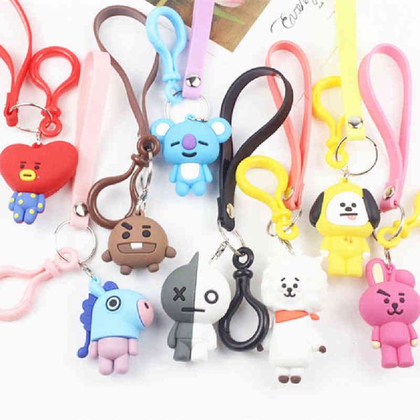 Keychains 8pcs/conjunto Novo Moda de Animal de Animal Multicolor Mullicolor Men and Women Mulheres Backpack Jewelry Kichain Pinging T220909