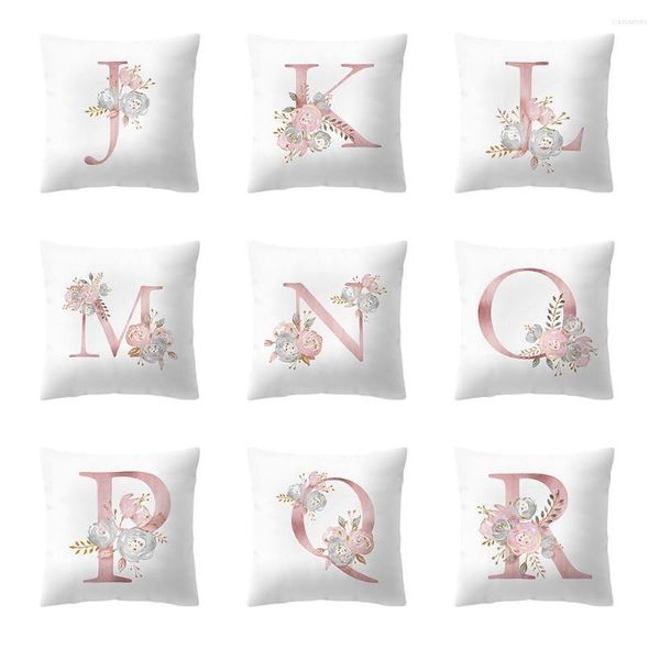 Kissen Englisch Alphabet Kissenbezug Rosa Rose Blume Gedruckt Sofa Hause Wohnzimmer Dekoration Kissenbezug Für