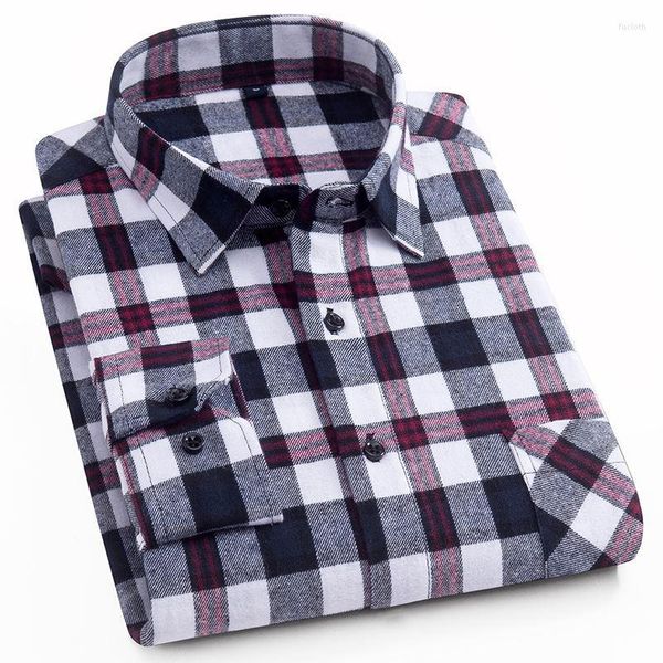 Camisas casuais masculinas flanela confortável masculino shi masculino de mangas compridas de mangas compridas camisa de algodão lazer de algodão Topsmen's
