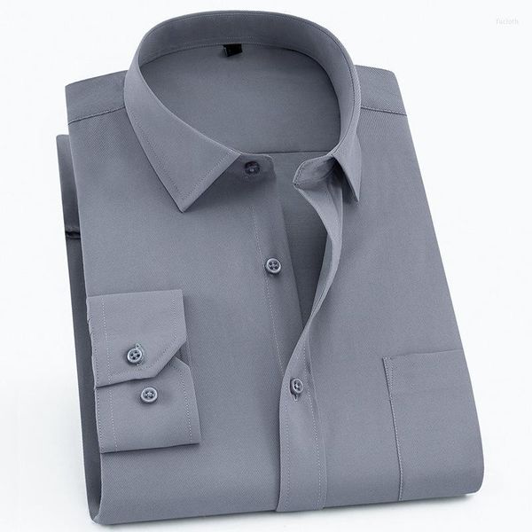 Camicie casual maschile maschili maschi grigi a strisce grigie pi￹ dimensioni 3xl 4xl maschi a manica lunga abbottonatura da ufficio business