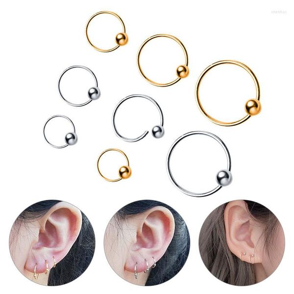 Ciondola gli orecchini 1PCS Fashion Black Hoop Cerchio in acciaio inossidabile Sfera cartilagine Piercing naso Bead Ring Ear