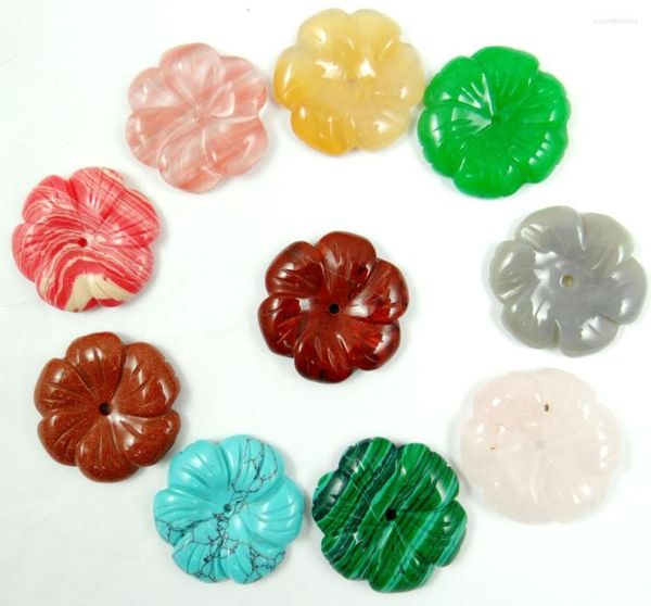 Collane con ciondolo Gemma naturale Pietra Turchese Quarzo Cristallo Opale Occhio di tigre Fascino Fiore Per gioielli fai da te Accessori per collana 10 PZ