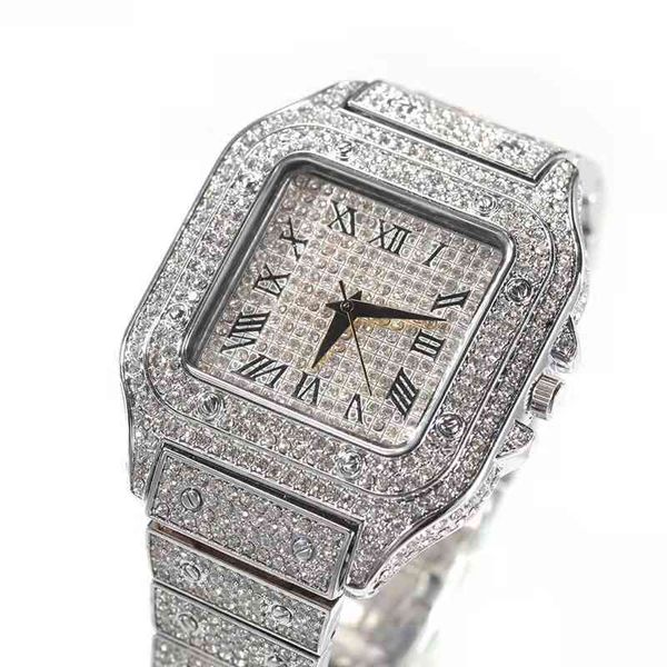 Fiorente gemme Hiphop Orologio con diamanti pieni Quadrante grande intarsiato Moda Super Flash Moissanite