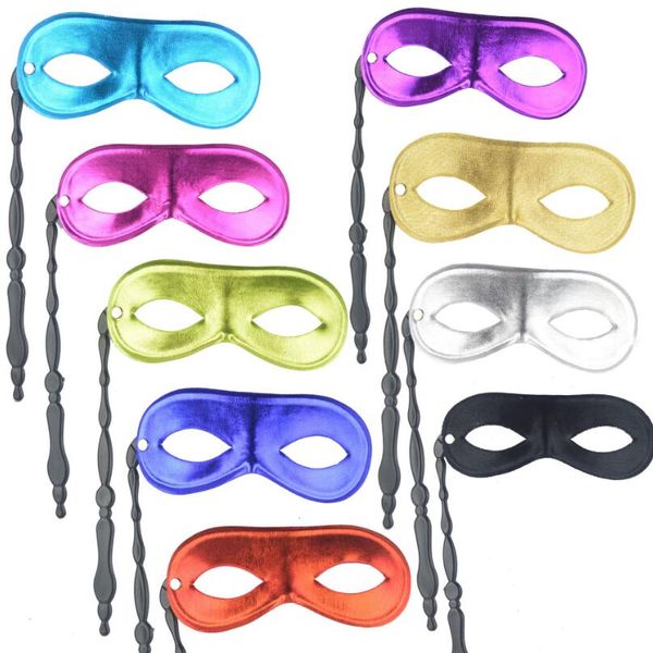 Neue Maskenballmasken für Männer und Frauen auf Stäbchen. Partygeschenk zum Anziehen. In 9 Farben erhältlich