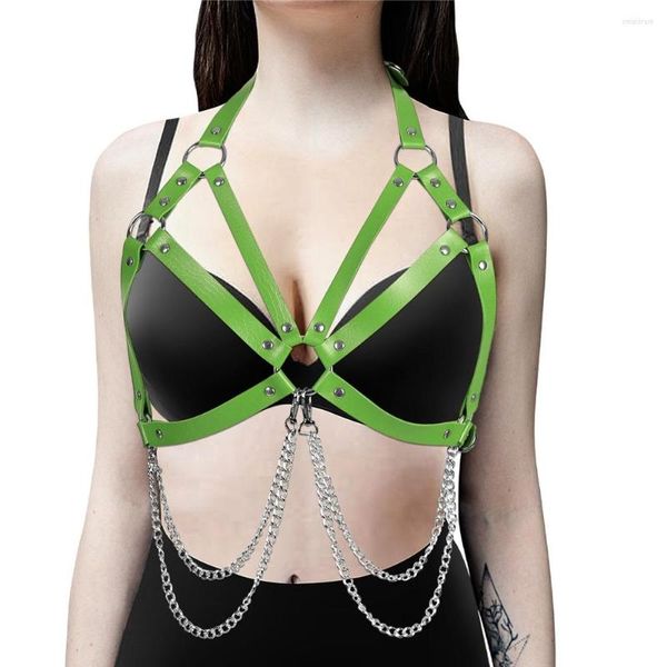 Gürtel Damen Gürtel Harness Strumpfbänder Bondage Metallkette Zubehör Punk Goth Leder Schwert Strümpfe Strapse Pole Dance Rave