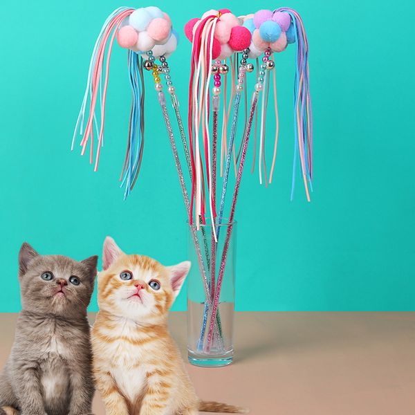Kedi oyuncaklar interaktif peri asa püskül sopa parlak teaser komik kedi malzemeleri tüy oyuncak eğlenceli egzersiz kedi yavrusu