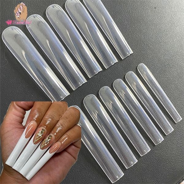 Unghie finte 3XL Square Straight Long Full Cover Punte per unghie acriliche artificiali Clear Press On Manicure Tool 220909