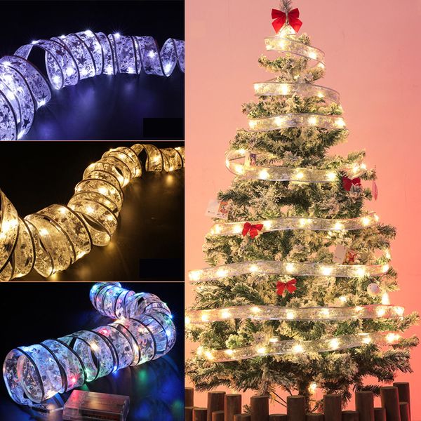 Weihnachtsband-Lichterkette, 4 m, 40 LEDs, batteriebetrieben, für Hochzeiten, Neujahr, Weihnachtsbaumschmuck, XBJK2209