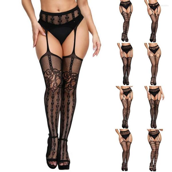 Calze da donna Calze erotiche con reggicalze per collant a rete Taglie forti Mutandine sexy per la coscia