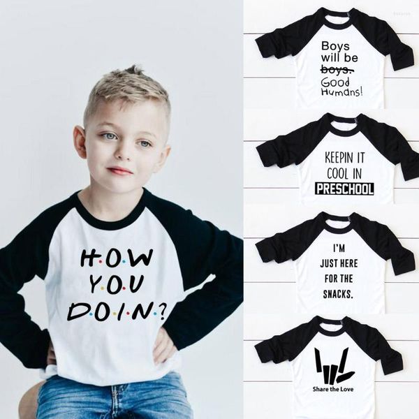 Camisas 2022 Autumn Boys Tir shirt Fashion Prind Kids for Boy Casual Manga Longa Menina de Crianças de Crianças