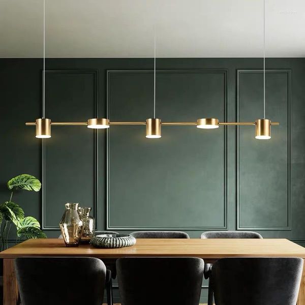 Подвесные лампы постмодернистские золотые или черные светодиодные люстра столовая длинная лампа Nordic Bar Coffee Home Deco Lights