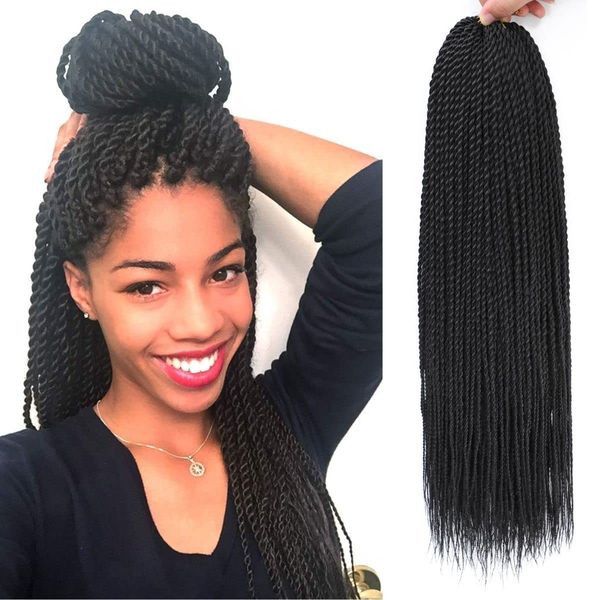 18/22 pollici Twist senegalese Capelli all'uncinetto Ombre Capelli all'uncinetto per donne nere Treccia pre-avvolta Acqua calda Impostazione Estensioni dei capelli sintetici LS23