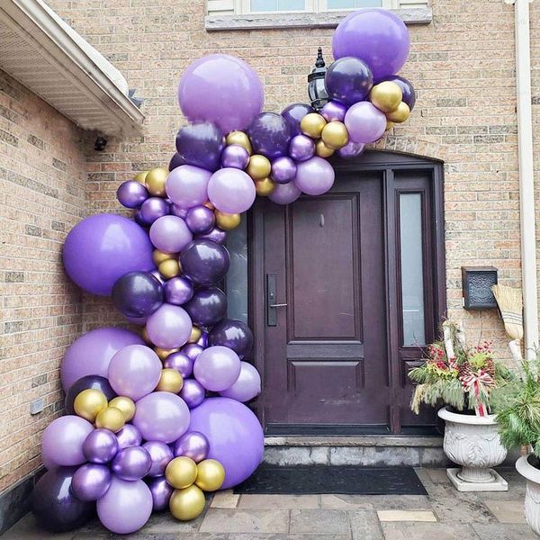 Parti Dekorasyon Ins Gold Purple Lateks Balon Kemer Kiti Düğün Mutlu Yıllar Dekor Balonlar Zincir Balon Balon Balon