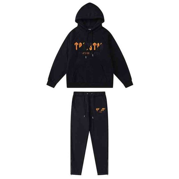 Trainingsanzüge Europäische und amerikanische Mode Trapstar Orange Grau Handtuch Stickerei Langarm Pullover 2-teilige Hose