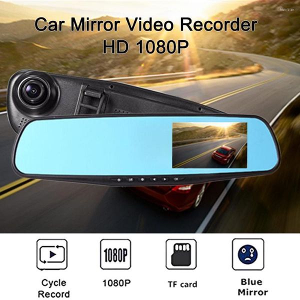 İç Aksesuarlar Araba Arka Ayna DVR Sürüş Kaydedici Dash Cam 1080p HD Mavi Ekran 2.8 inç Kazanan Tam Malzemeler