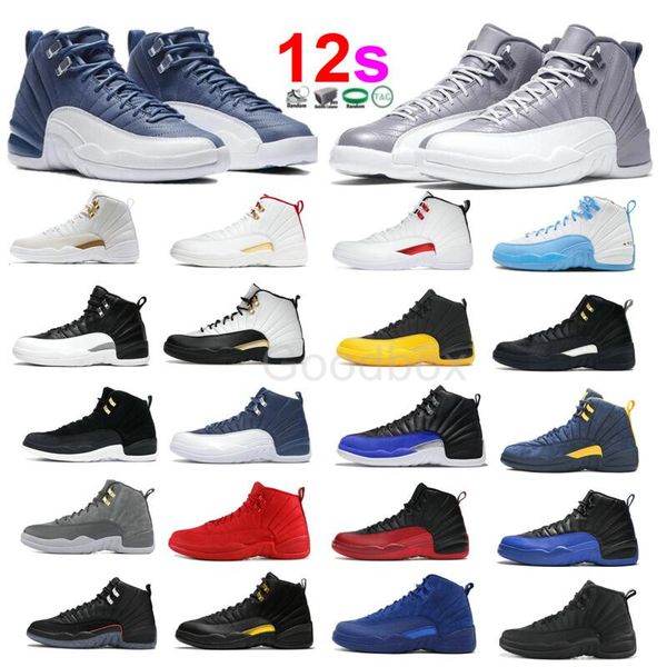 Мужская баскетбольная обувь Indigo 12s Playoff 12 Stealth With Box Flu Game Темно-серый черный Taxi Gym Red The Master Twist Triple Black Mens Shoe University Blue Sports