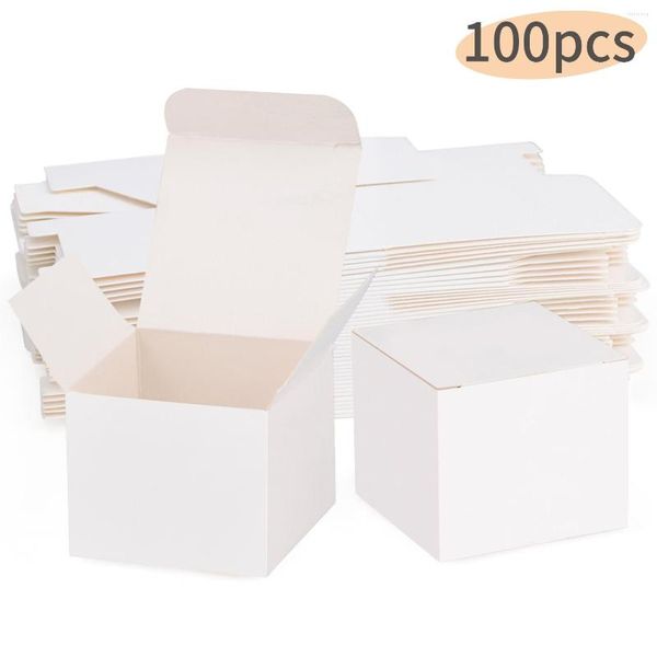 Hediye Sargısı 100 PCS / Beyaz Kraft Kağıt Kutu Partisi DIY Manuel Karton Düğün Çok Boyut Özel Logo