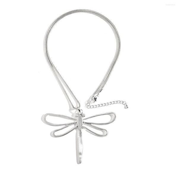 Подвесные ожерелья Amorcome Fashion Collese для женщин ювелирные изделия винтажные любовники Пара Dragonfly Long Sweater Chain Bijoux Wholesale