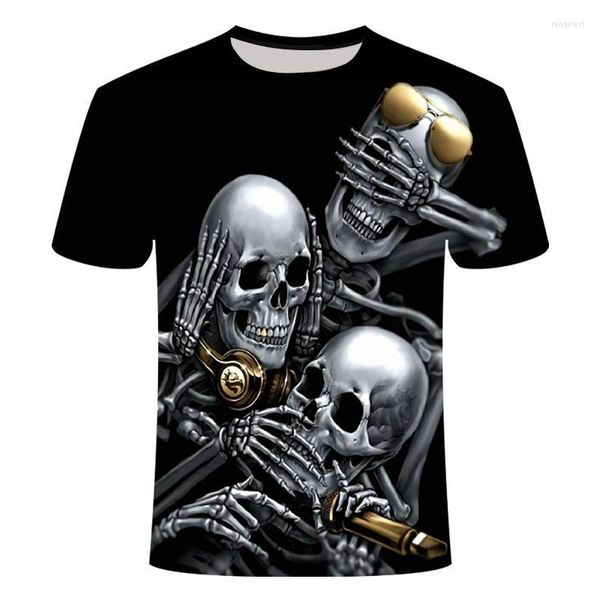 Magliette da uomo Camicia nera 3D Skull King Summer Horror Tshirt Uomo Tops Tees Manica corta da uomo di alta qualità Hip Hop Homme Abbigliamento