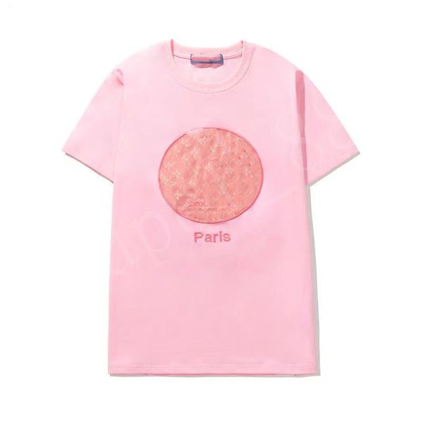 Camisetas masculinas bordadas com letras originais e estampas de flores, camisetas pretas, brancas, rosa, femininas, populares, roupas de manga curta para casais, roupas casuais
