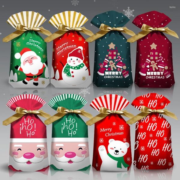 Рождественские украшения 2023 год, упаковка конфет, подарочный пакет Санта-Клауса, рождественский пластиковый пакет для дома Navidad 2022 Noel
